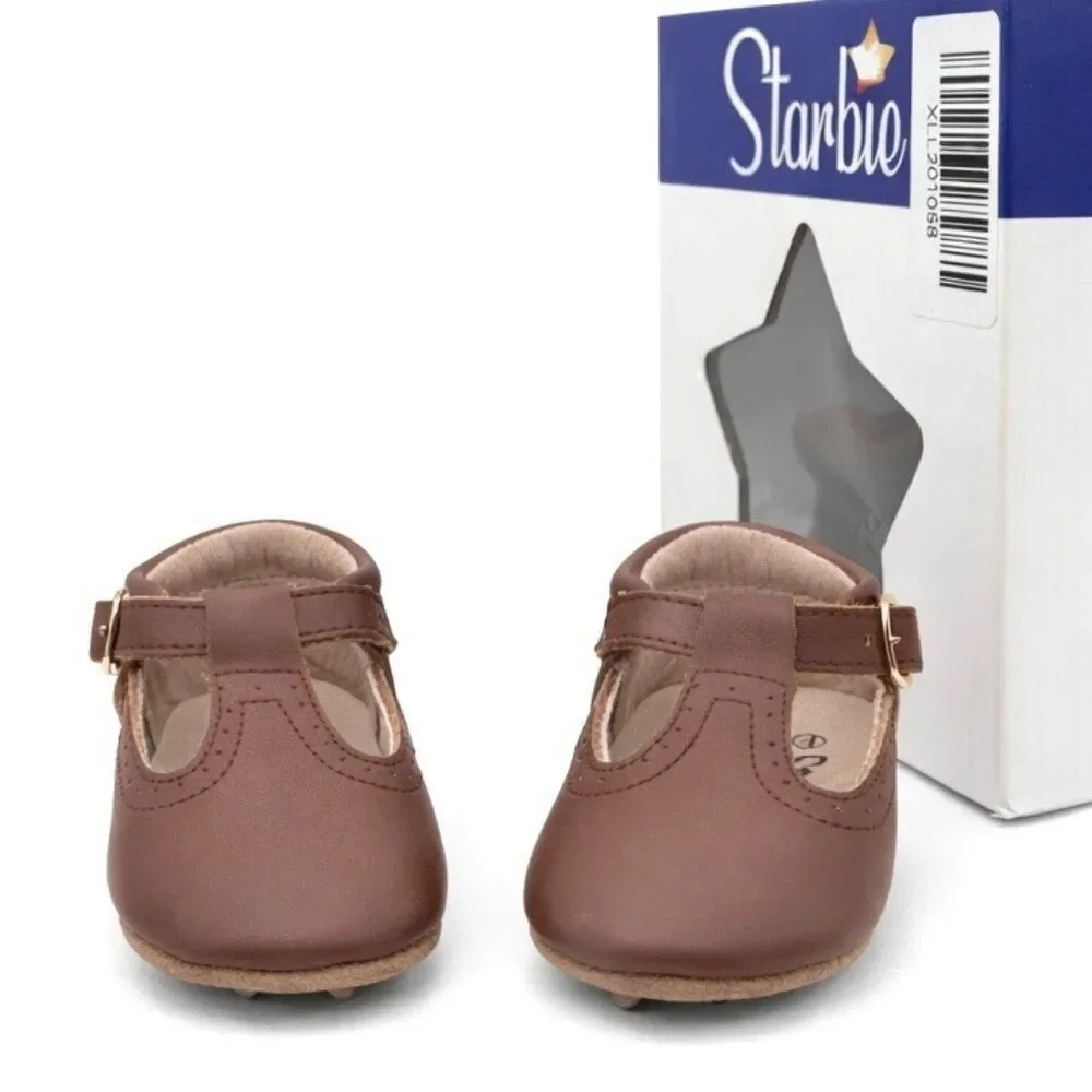 Starbie Genuine Leather Mary Jane T-Bar Shoes Soft Sole Baby Girl  4 (12-18M)